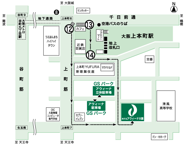 大阪上本町駅内