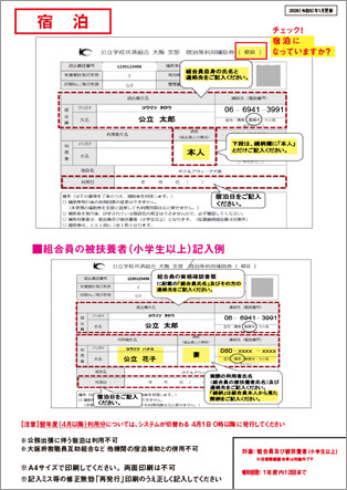 宿泊 補助券の記入例